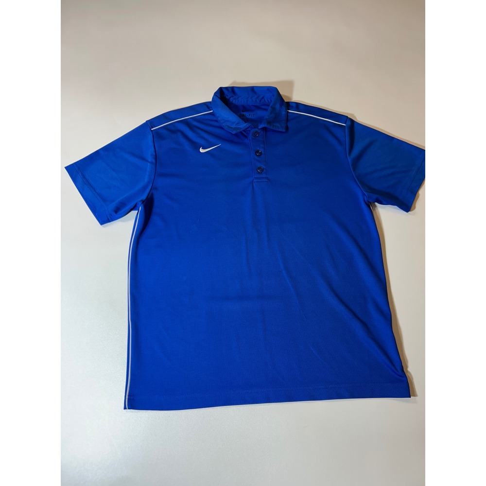 Nike Polo Shirt Mens Medium Blue Excellent Dri-FIT Short Sleeve Golf Top
